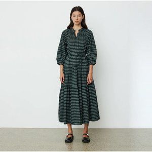 APIECE APART Trinidad Maxi Dress In Black And Green Stripes